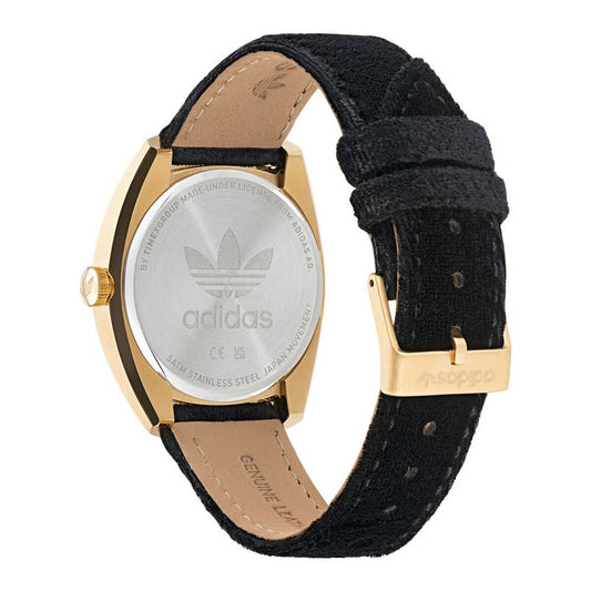 Elegant Gold Watch – Chic Design with Black Leather Strap | Adidas