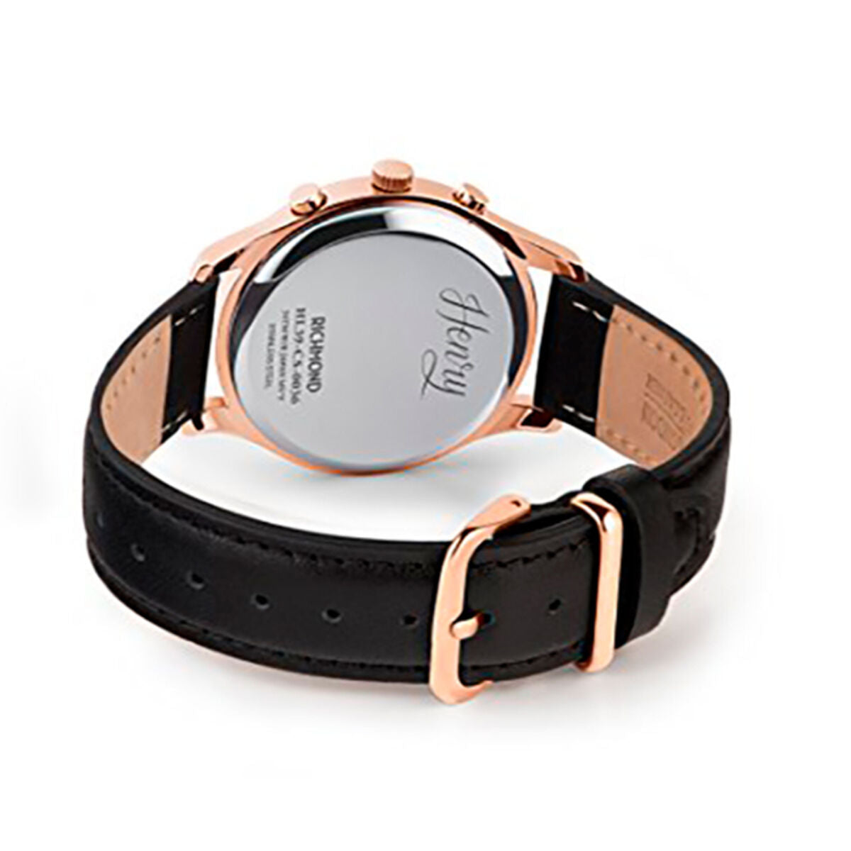 Elegant Rose Gold Watch – Classic White Dial with Leather Strap | Henry London