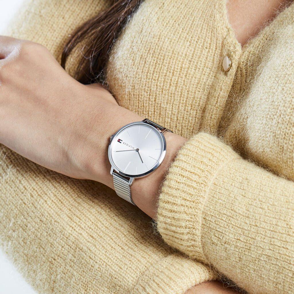Elegant Silver Watch – Clean White Dial with Steel Bracelet | Tommy Hilfiger