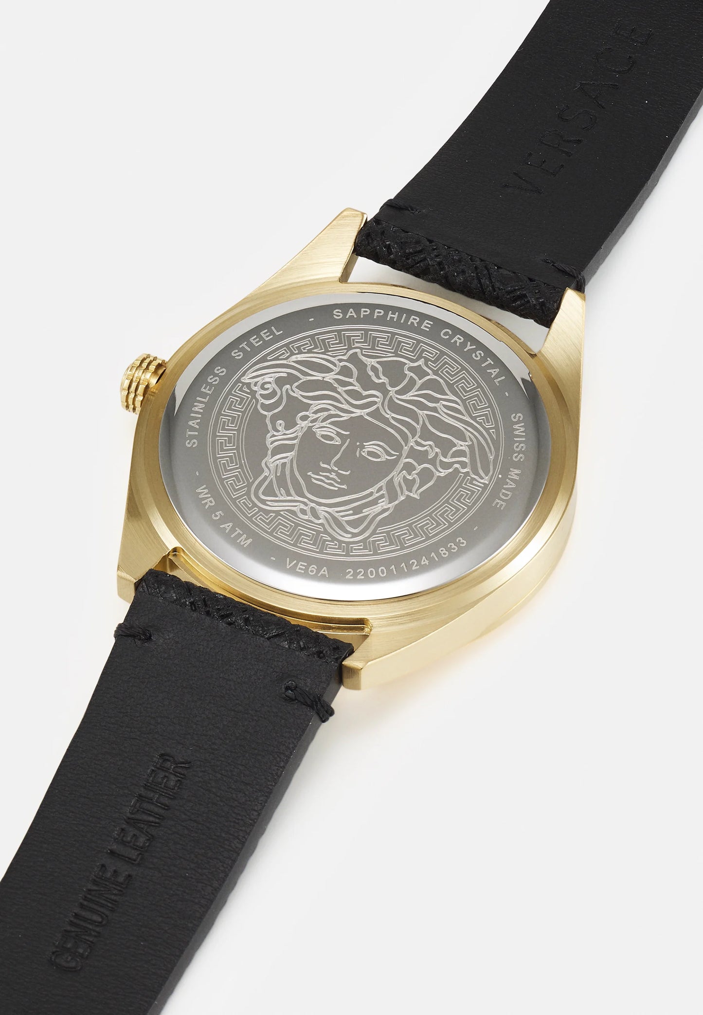 Luxury Gold Watch – Elegant Black Dial with Leather Strap | Versace