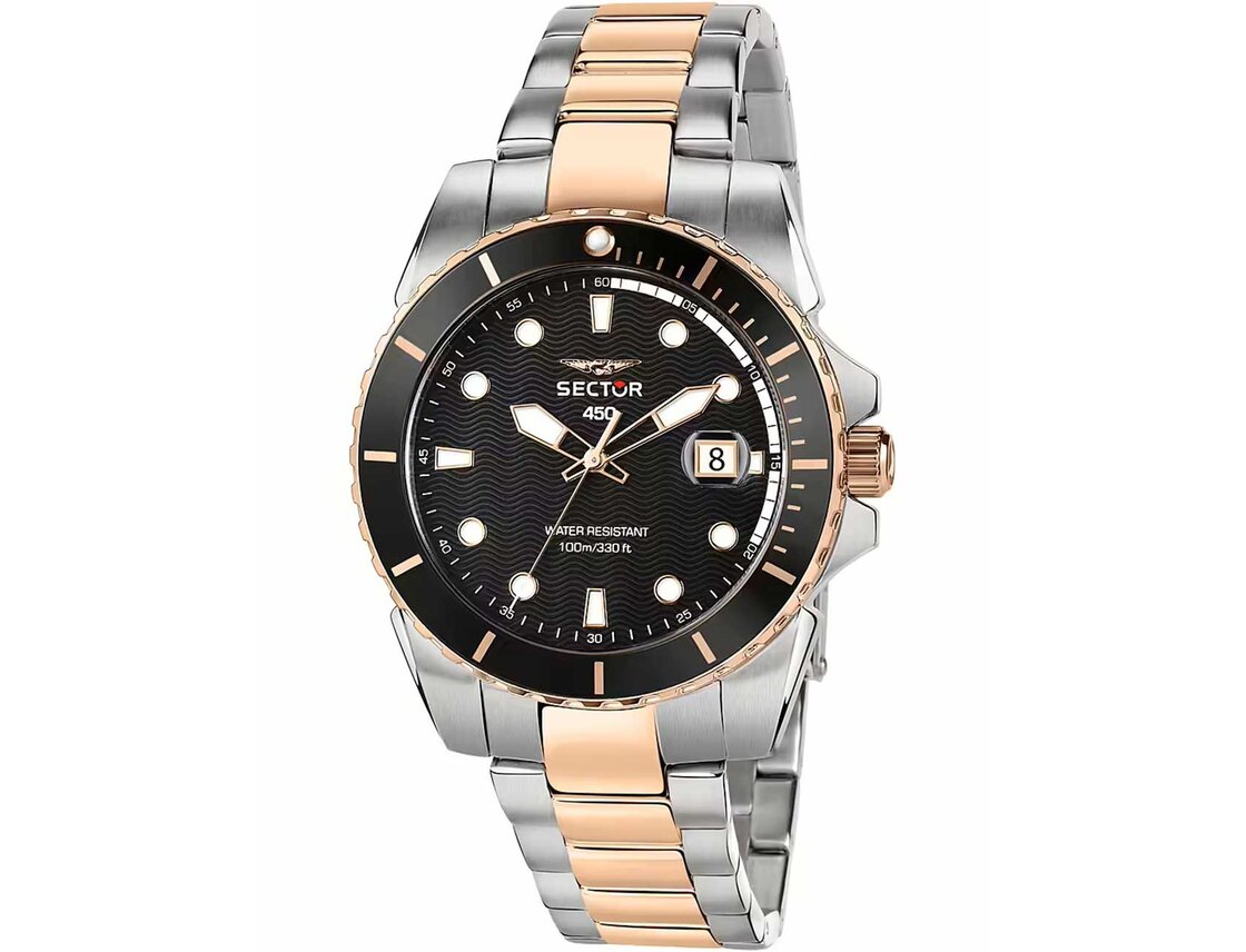 Modern Watch Bold Black Dial with Steel Bracelet | Sector R3253276002
