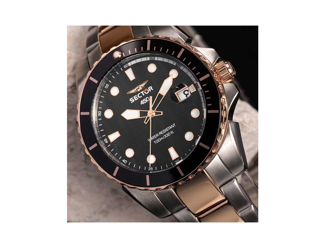 Modern Watch Bold Black Dial with Steel Bracelet | Sector R3253276002