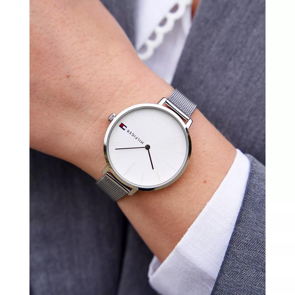 Elegant Silver Watch – Clean White Dial with Steel Bracelet | Tommy Hilfiger