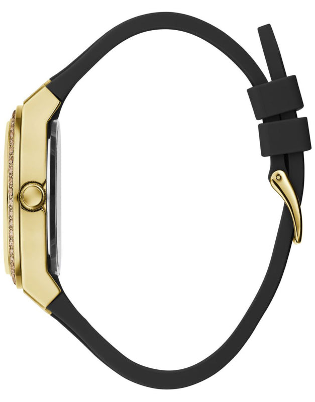 Elegant Gold Watch – Chic Grey Dial with Silicone Strap | Guess