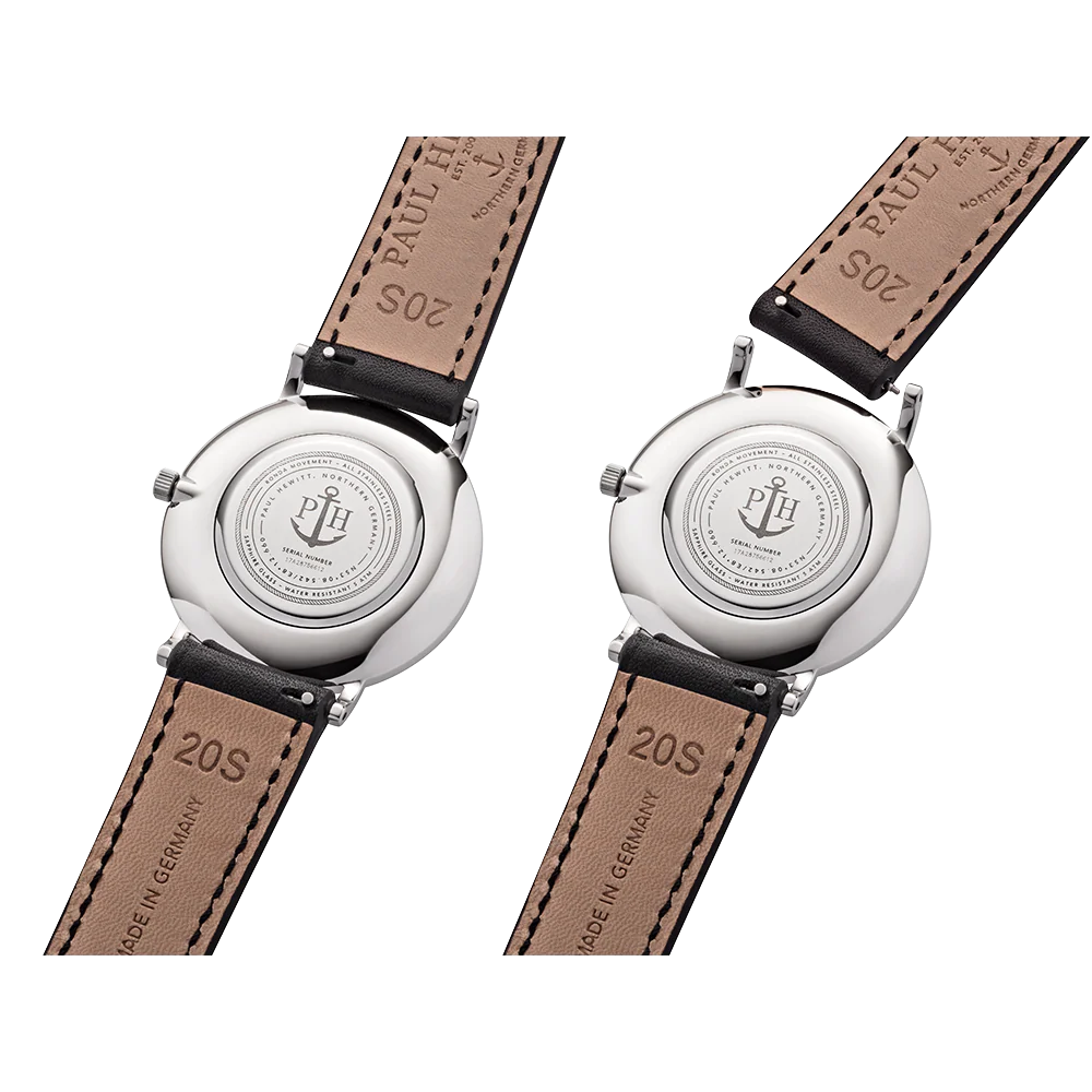 Paul Hewitt Classic Silver Minimal Watch – Black Leather Strap