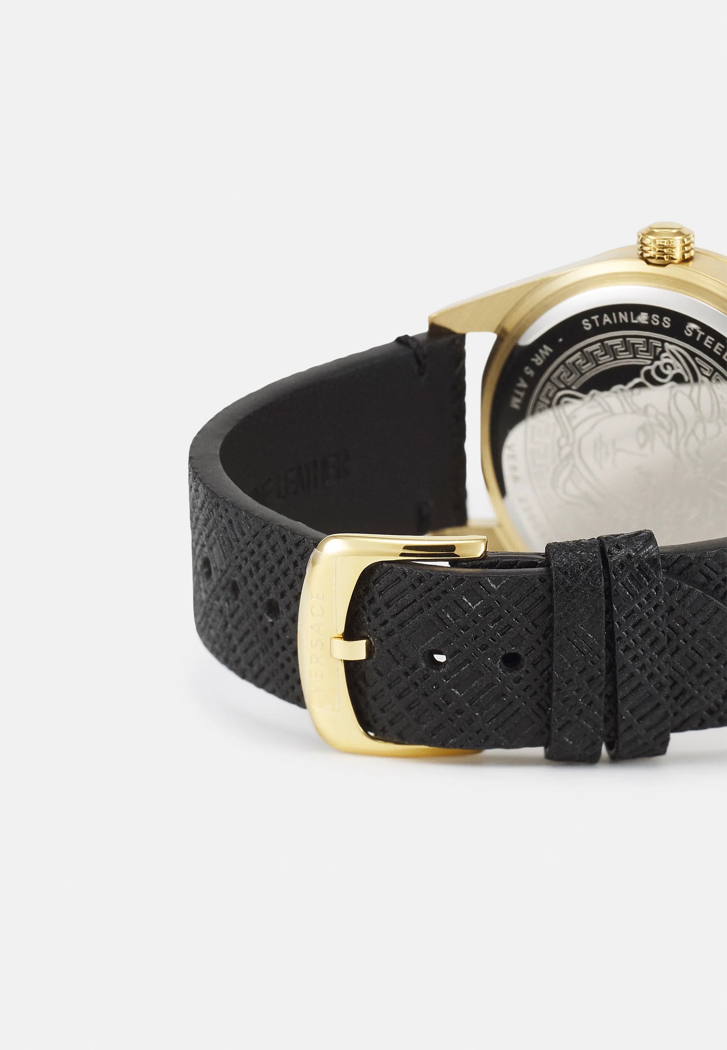 Luxury Gold Watch – Elegant Black Dial with Leather Strap | Versace