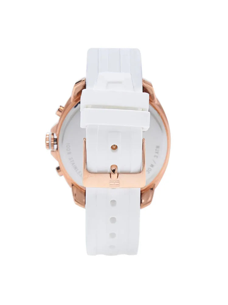 Elegant White Watch – Minimal Automatic Design with Leather Strap | Tommy Hilfiger
