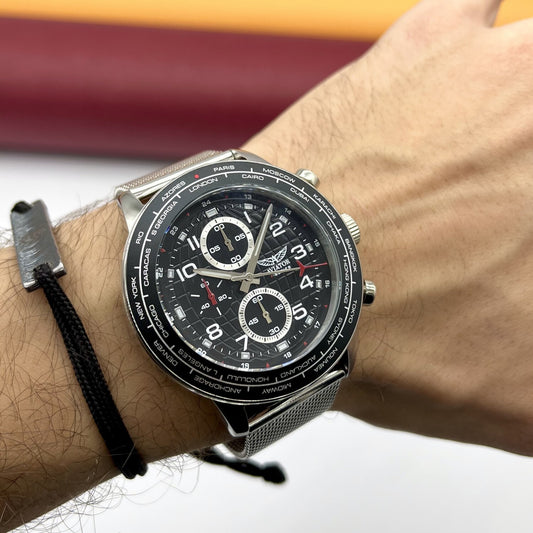 Chronograph Grey Watch – Sport Aviation Design with Stopwatch | Aviator